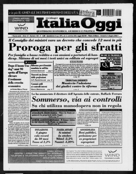 Italia oggi : quotidiano di economia finanza e politica